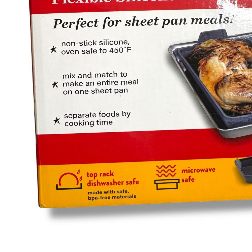 Allstar Kitchen Handy Sheetz Flexible Silicone Bakeware 4 Piece Divider Set Gray - Picture 5 of 6